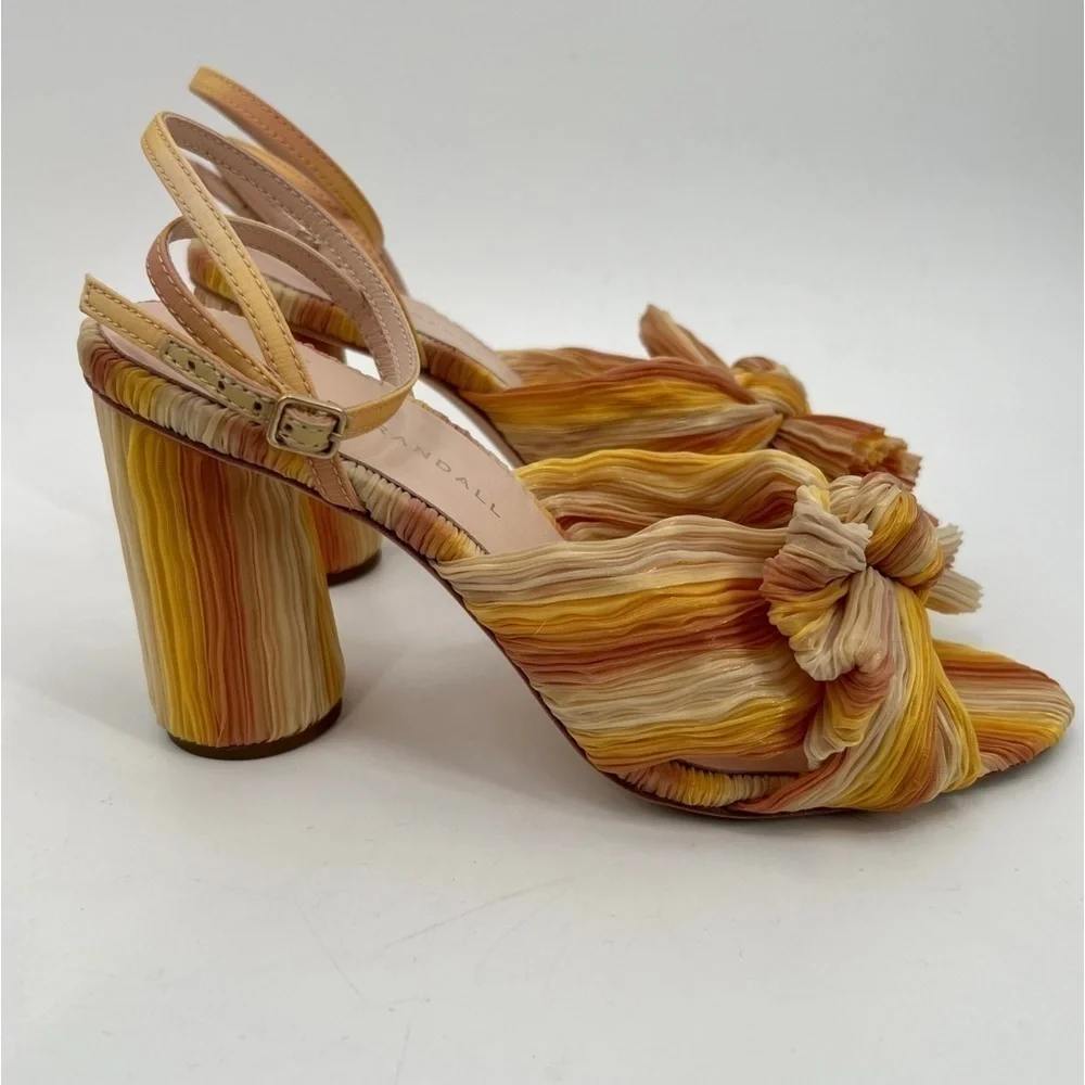 LOEFFLER RANDALL Camellia Sunset Bow Sandal Block Heel Peep Toe Pastel Sandal - Picture 12 of 13